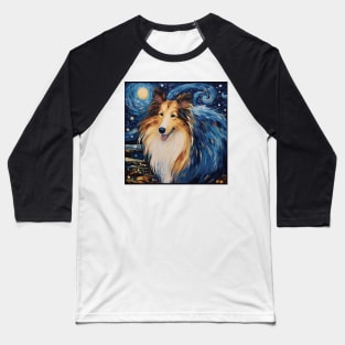 Rough Collie painted by Van Gogh Baseball T-Shirt